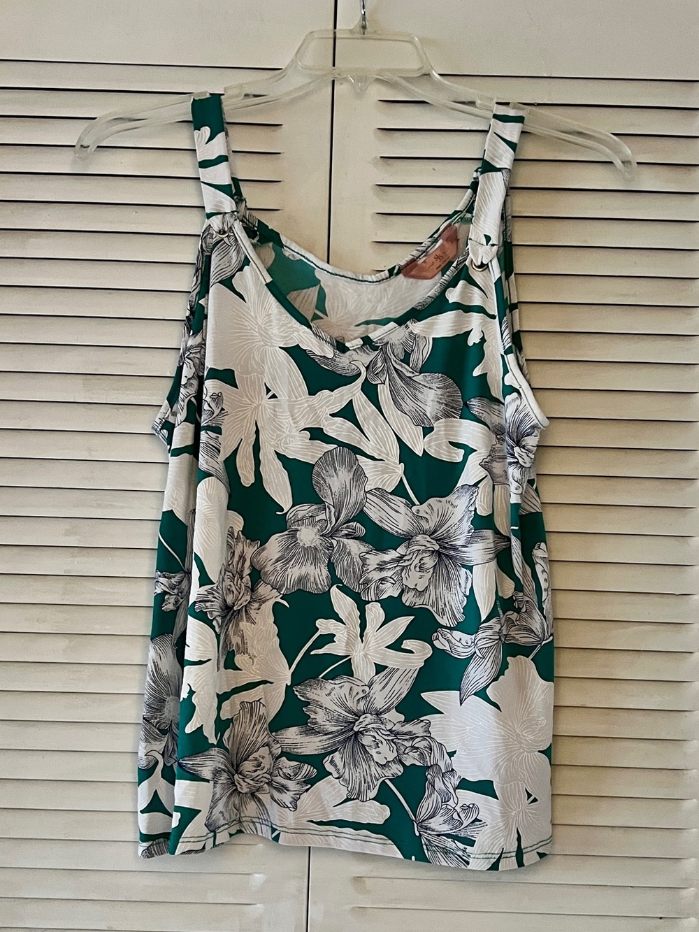 SJS Green Floral Sleeveless Tank Top